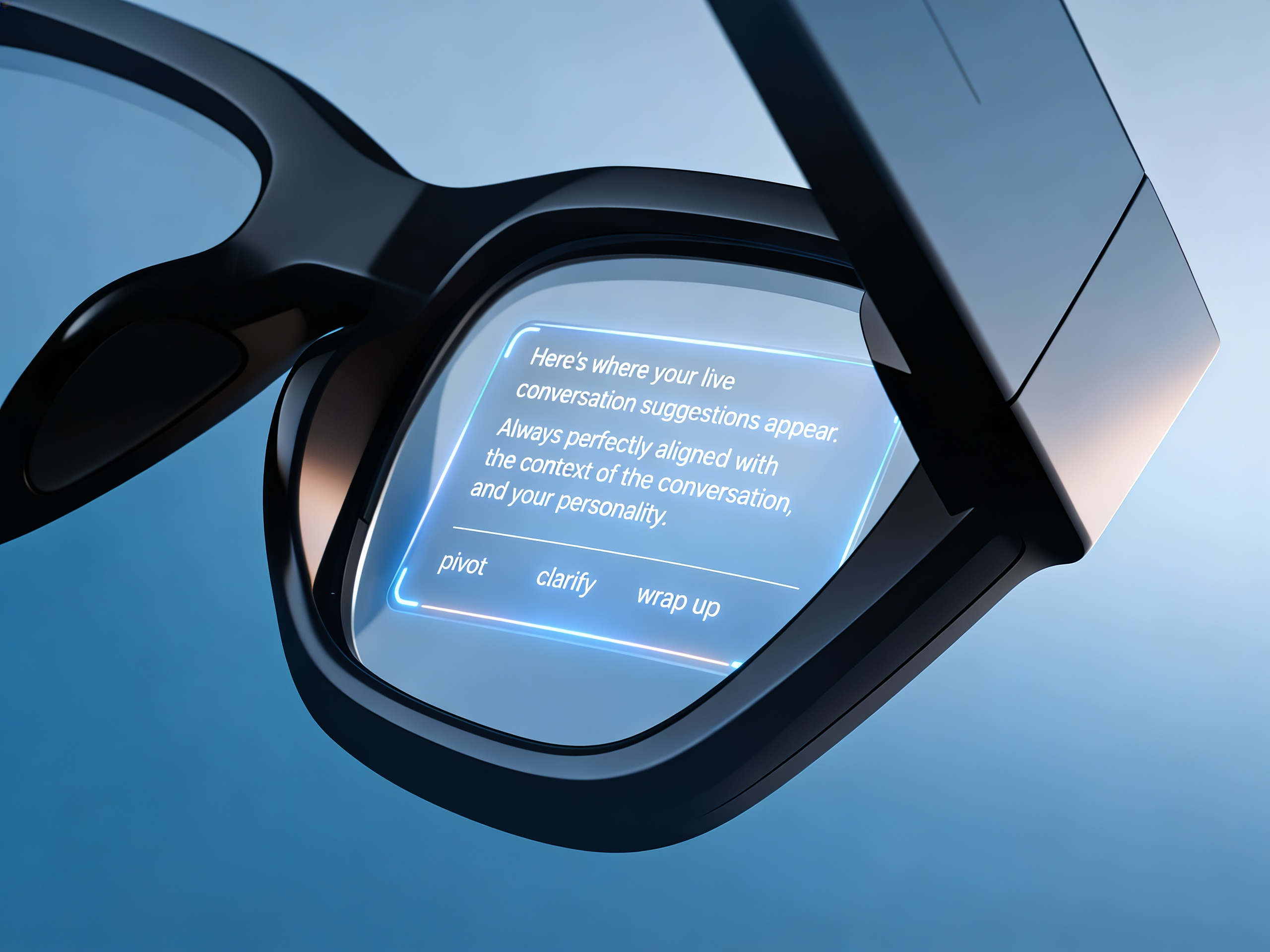 SayThis smart glasses showing live conversation suggestions